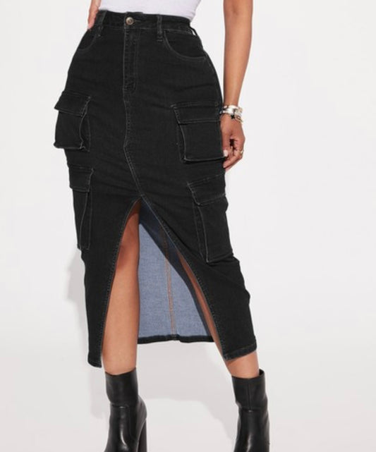 Cargo Denim Skirt